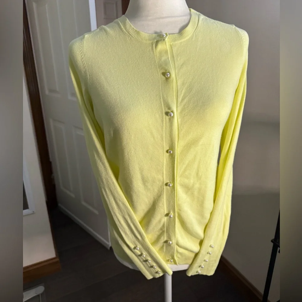 Zara Lemon Button-Up Cardigan Medium - Picture 2 of 10